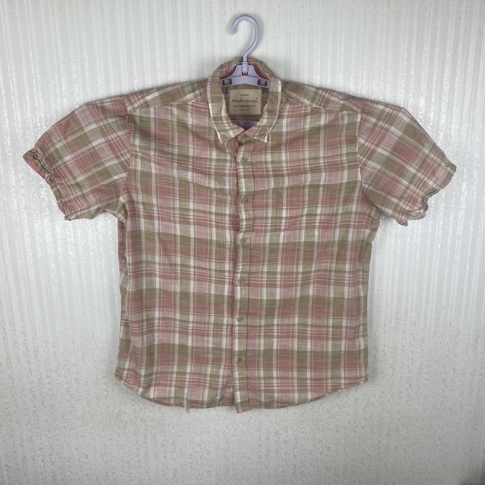 Weatherproof Vintage Multicolor‎ Plaid Button Down Preppy Classic Casual Shirt